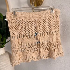 Cupshe Crochet Mini Skirt in Cream